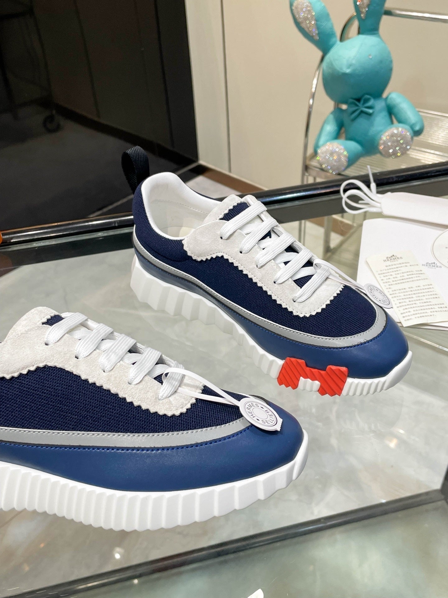 H Striped Leather Sneakers