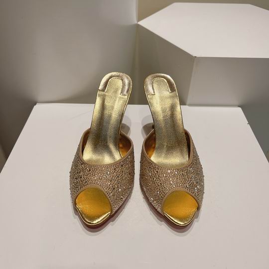 Gold Open-Toe High Heel Mules